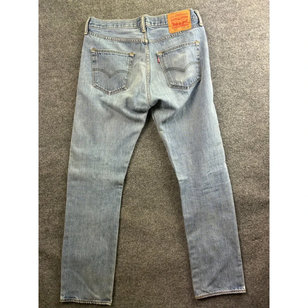 Levi's 501 Button Fly Jeans Mens 33x34 Light Wash Blue Straight Leg 24-3453